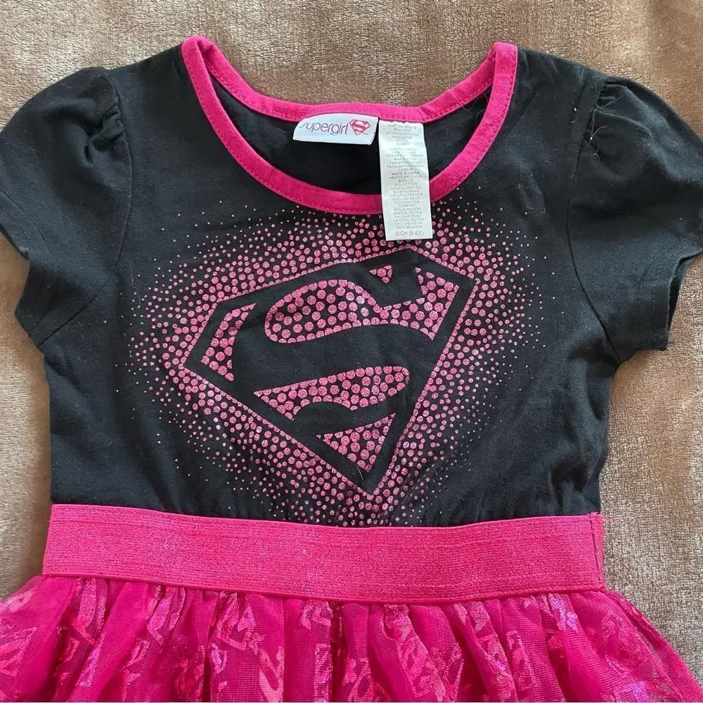 Supergirl Pink and Black Dress Size 6/6x